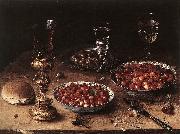 BEERT, Osias Still-Life with Cherries and Strawberries in China Bowls Germany oil painting reproduction
